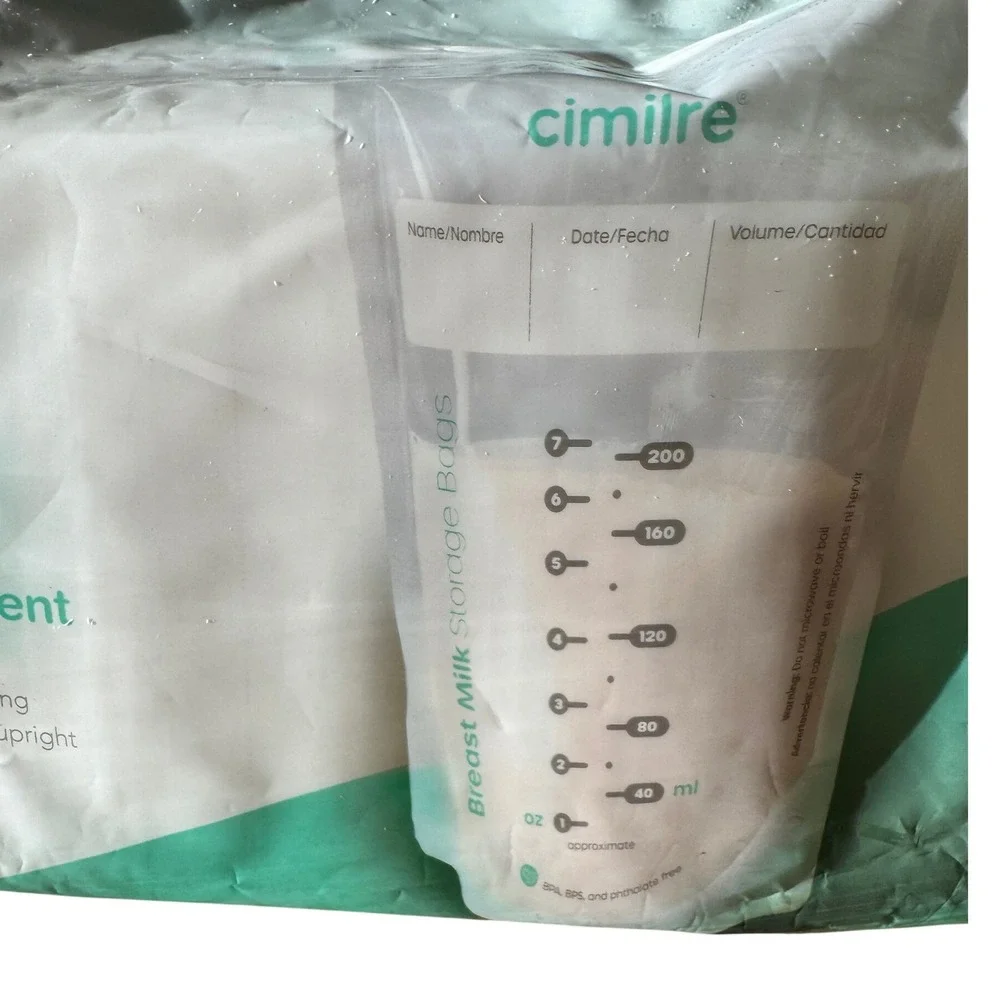 Cimilre‎ Breast Milk Storage Bags 120 BPA Free Double Zipper Leak Proof Freezer